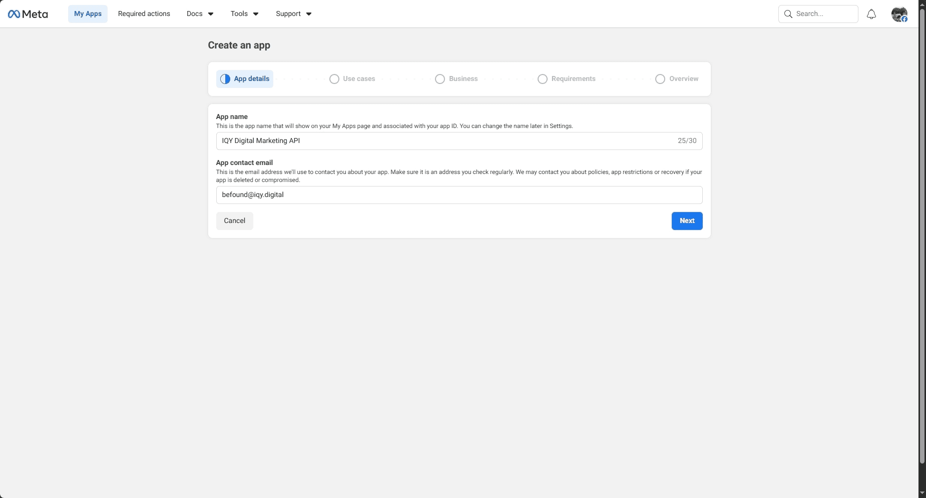 Meta Developer Account Creation