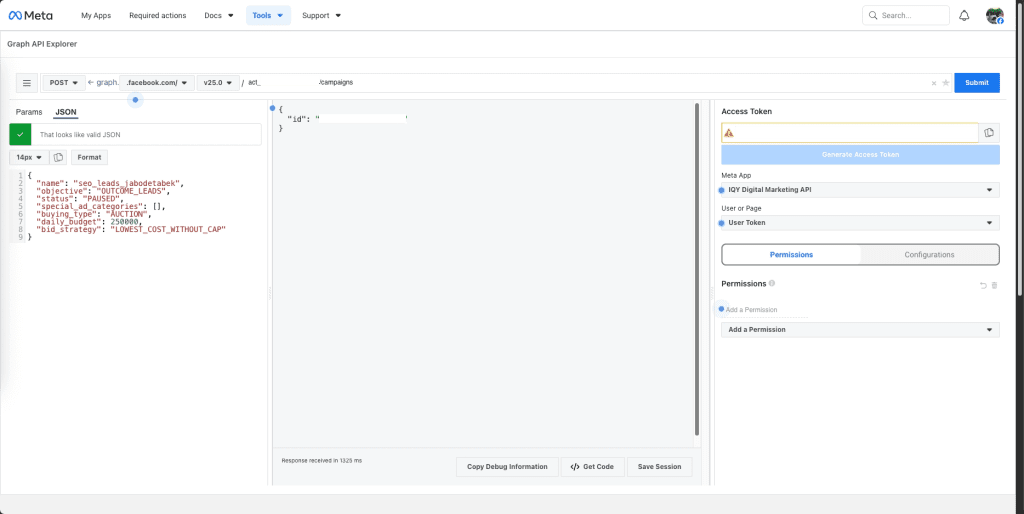 campaign creation graph api explorer